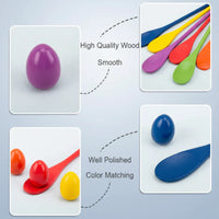 Thumbnail for Wooden Egg Spoon Game – Motricité et apprentissage – Jeu d'équilibre « Course aux œufs »