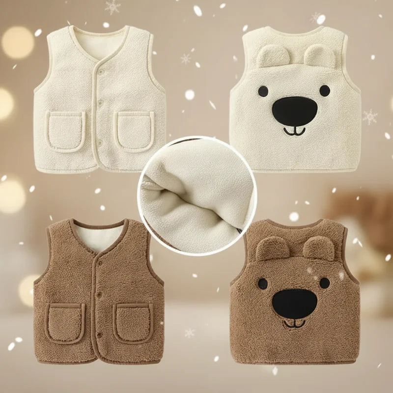 Baby Bear Fleece Vest – Chaud et doux – Gilet « Kinder Beer »