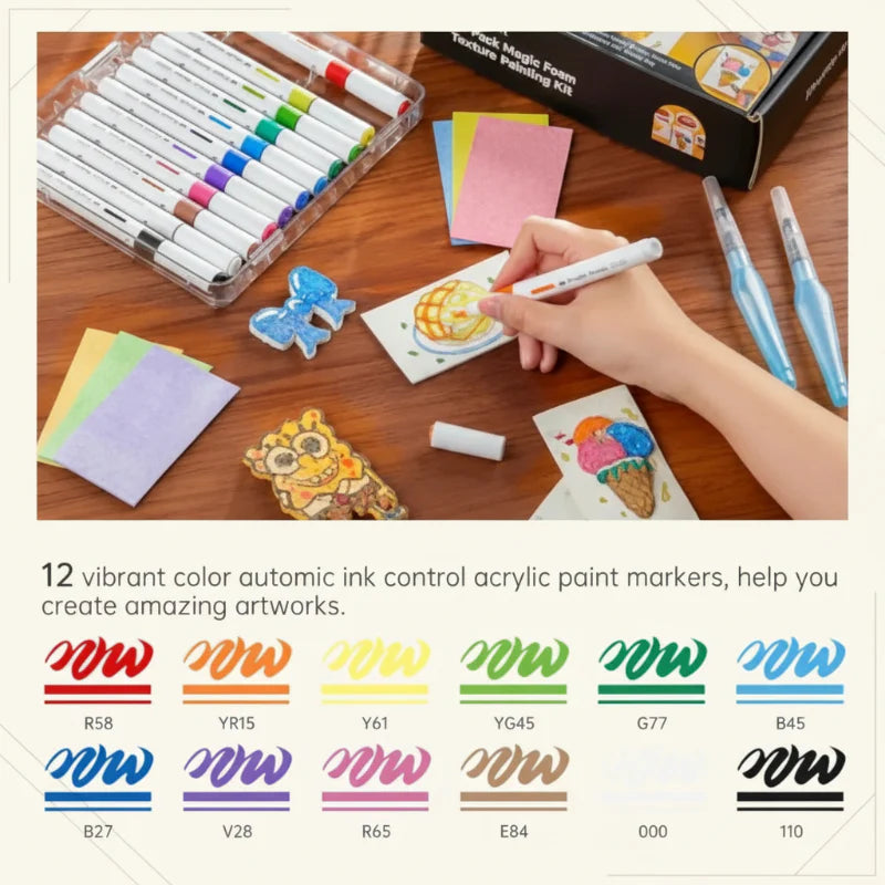 MagicFoam – Coloré et créatif – Set de stylos texture créatifs