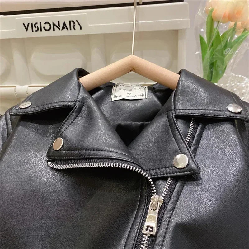 Girls Leather Jacket – Tendance et élégant – Veste en cuir pour enfant