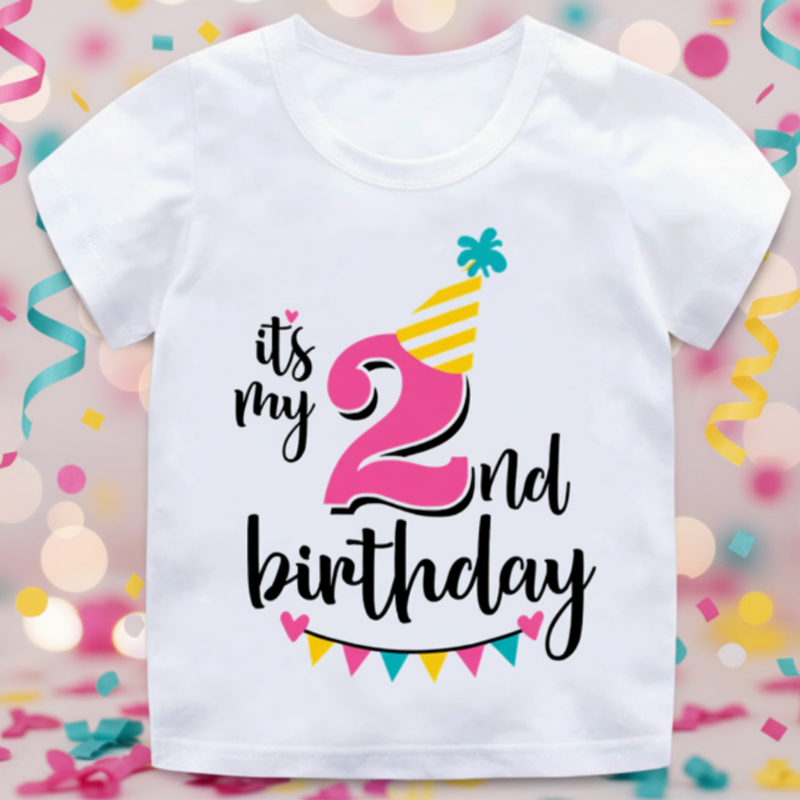 Birthday Graphic Tee – Mignon et léger – T-shirt d'anniversaire pour enfant