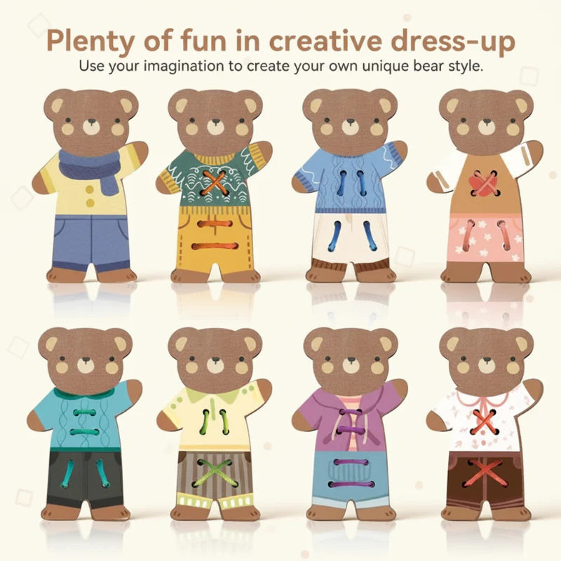 ThreadBear – Adorable et éducatif – Jouet à enfiler Montessori Ours