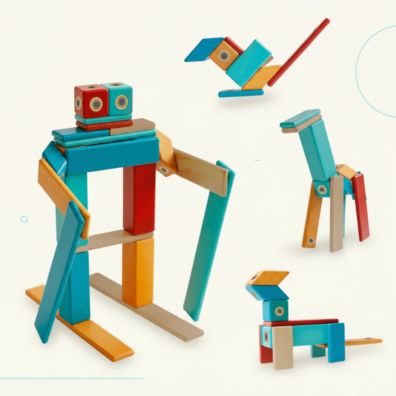 MagPlayer – Créativité et motricité – Blocs de construction magnétiques en bois à monter soi-même