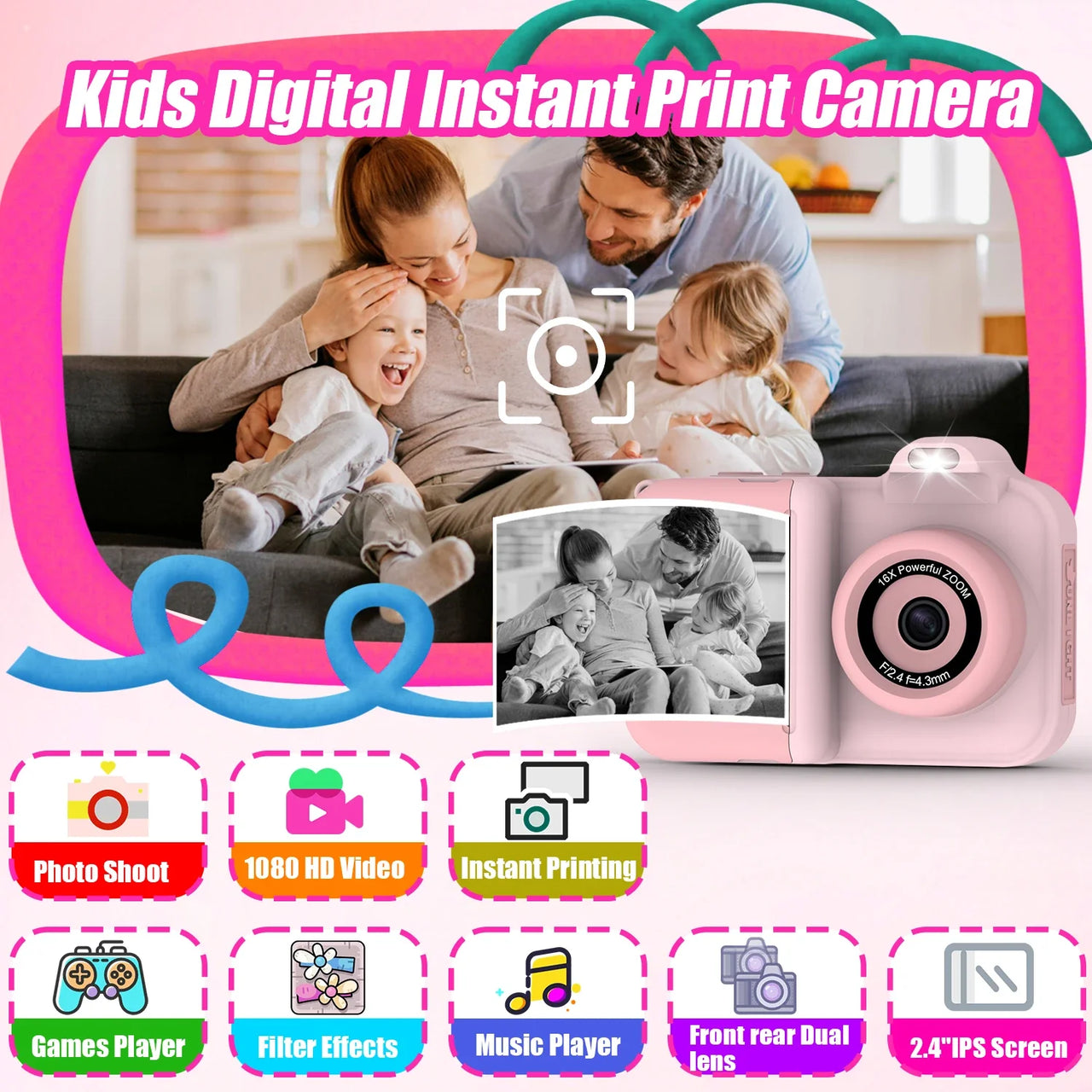 Instant Print Camera – Créatif et interactif – Appareil photo instantané pour enfants