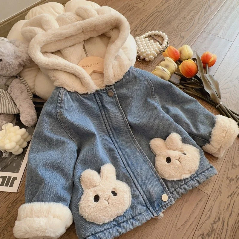 Girls Bunny Denim Coat – Chaleur et confort – Veste pour enfant