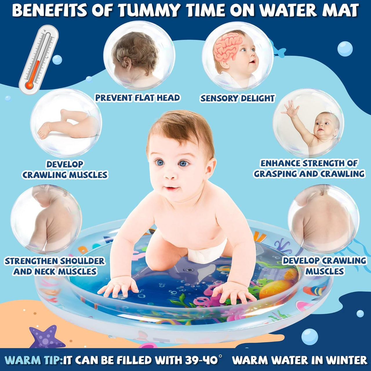 TinyWave – Joyeux et stimulant – Tapis sensoriel aquatique pour bébé