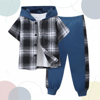 Thumbnail for Boys Checkered Outfit – Tendance et confortable – Ensemble de vêtements à carreaux pour enfants