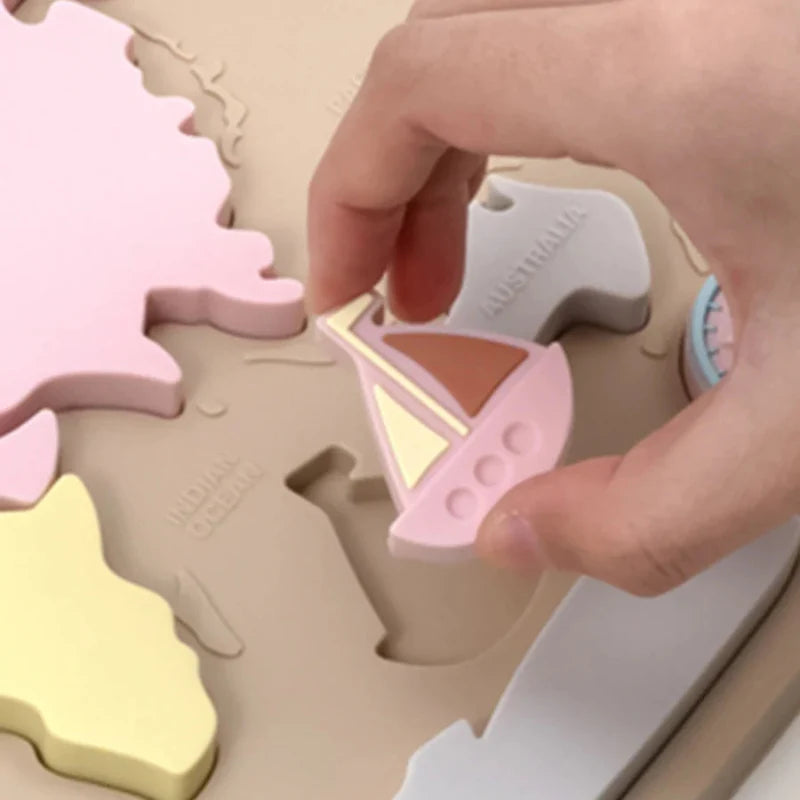 GeoKids – Montessori & Éducatif – Puzzle silicone de la carte du monde