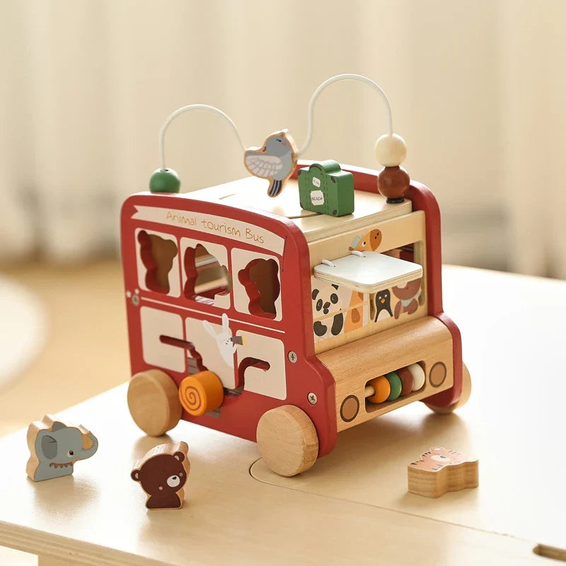 BusyRide – Éducatif et polyvalent – Bus d'activités Montessori en bois
