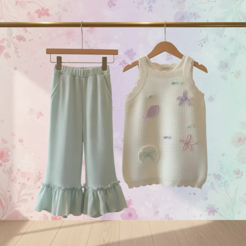 Girls Summer Outfit – Tendance et confortable – Ensemble de vêtements d'été pour enfants