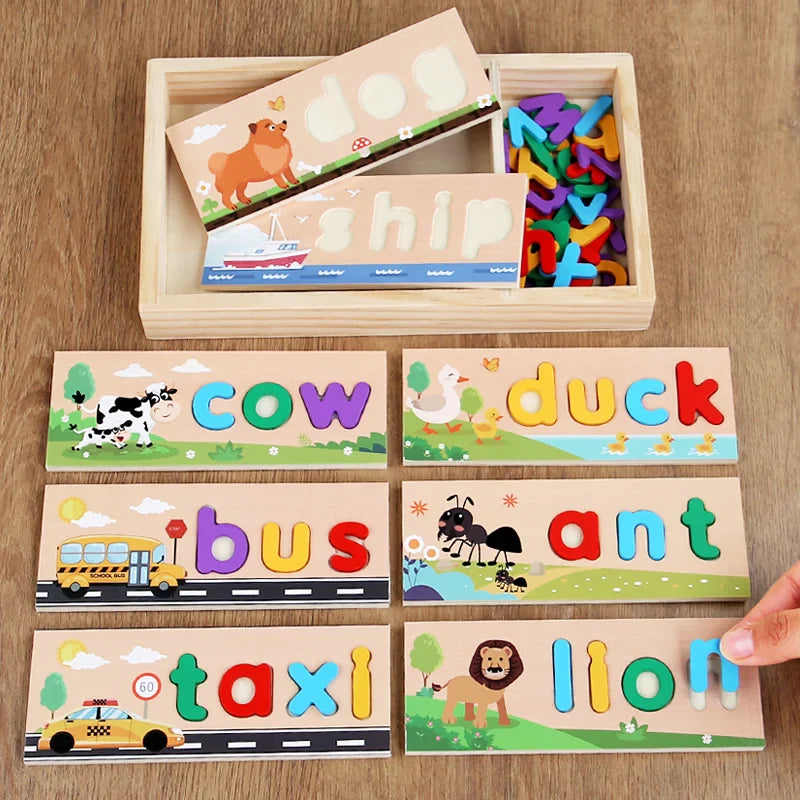 AlphaPuzzle – Apprendre des mots anglais – Puzzle d'orthographe en bois