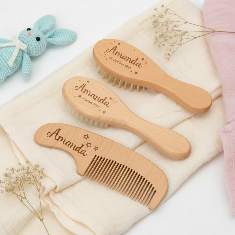 Personalized Hairbrush – Douce et unique – Ensemble de brosses à cheveux personnalisées pour bébé