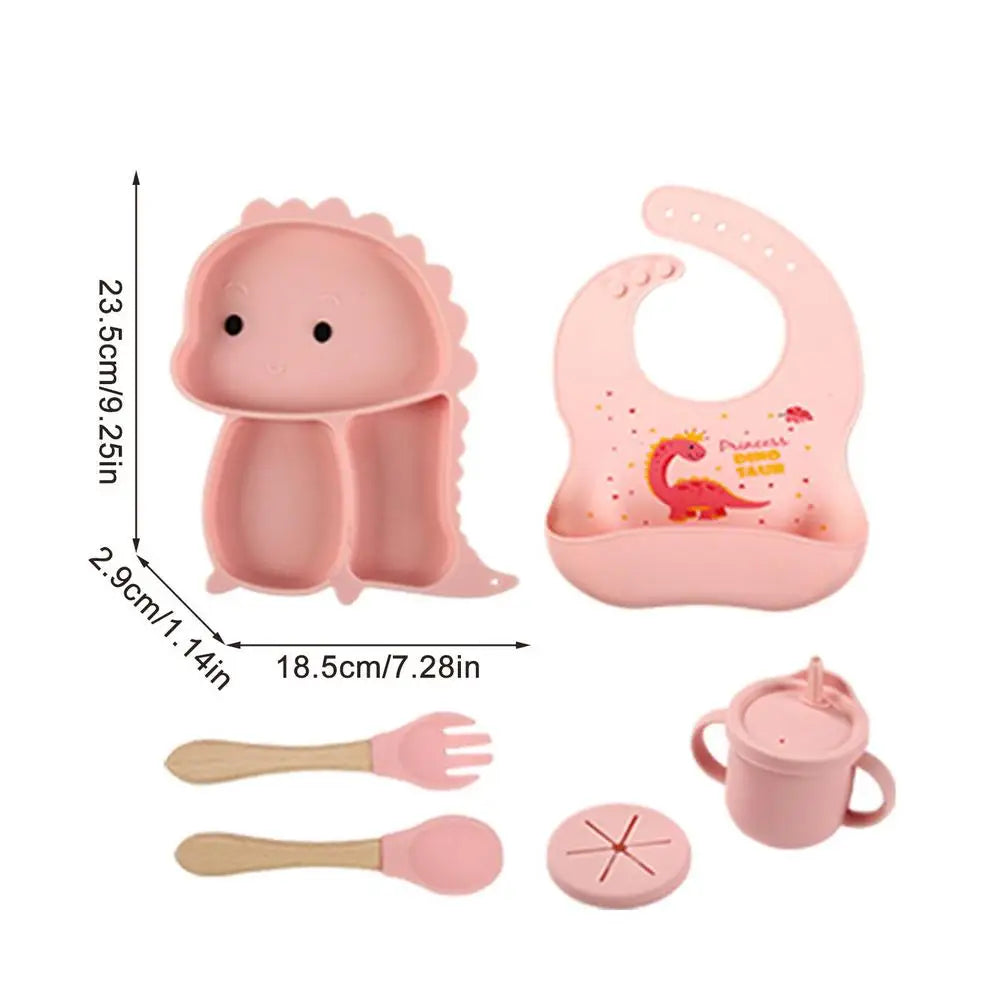 Dino Tablewear Set™ - Set de 7 pièces - Vaisselle en silicone pour enfants