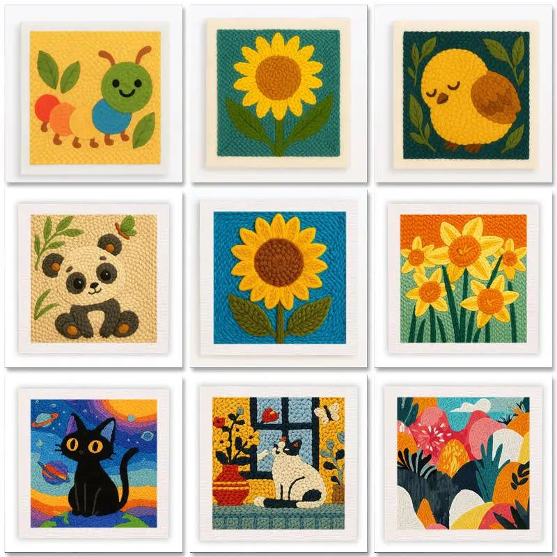 ThreadArt – Fait main & Coloré – Kit de broderie Animaux