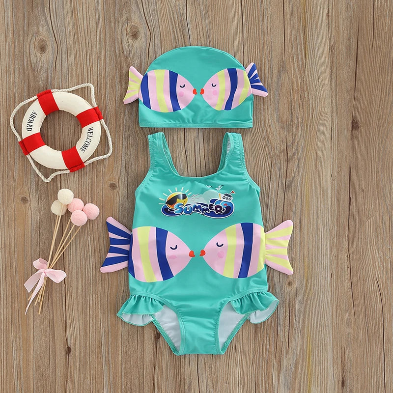 Mini Fashion™ - Imprimé Poissons Amusant - Maillot de bain fille