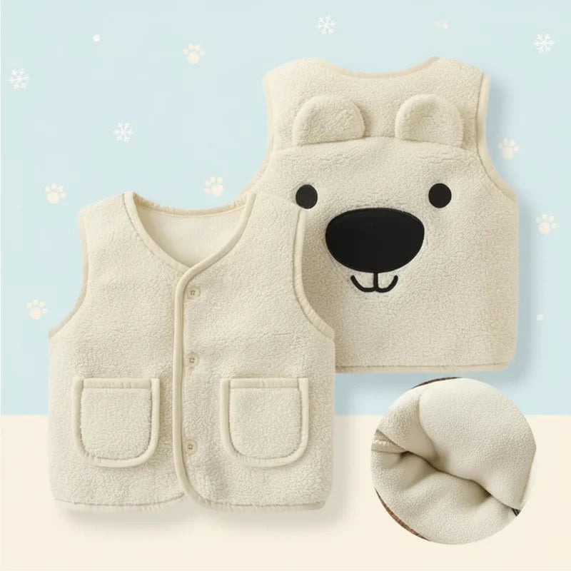 Baby Bear Fleece Vest – Chaud et doux – Gilet « Kinder Beer »