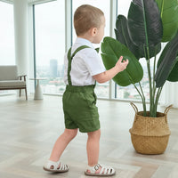 Thumbnail for LittleDandy – Classique et élégant – Short en coton avec bretelles, nœud et chemise