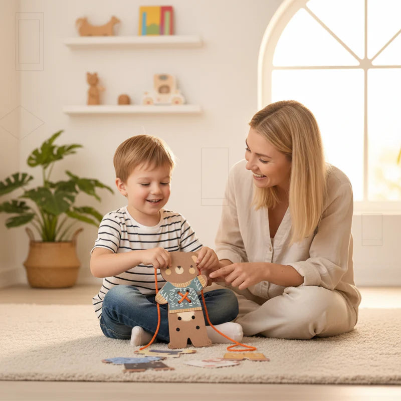 ThreadBear – Adorable et éducatif – Jouet à enfiler Montessori Ours