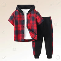 Thumbnail for Boys Checkered Outfit – Tendance et confortable – Ensemble de vêtements à carreaux pour enfants
