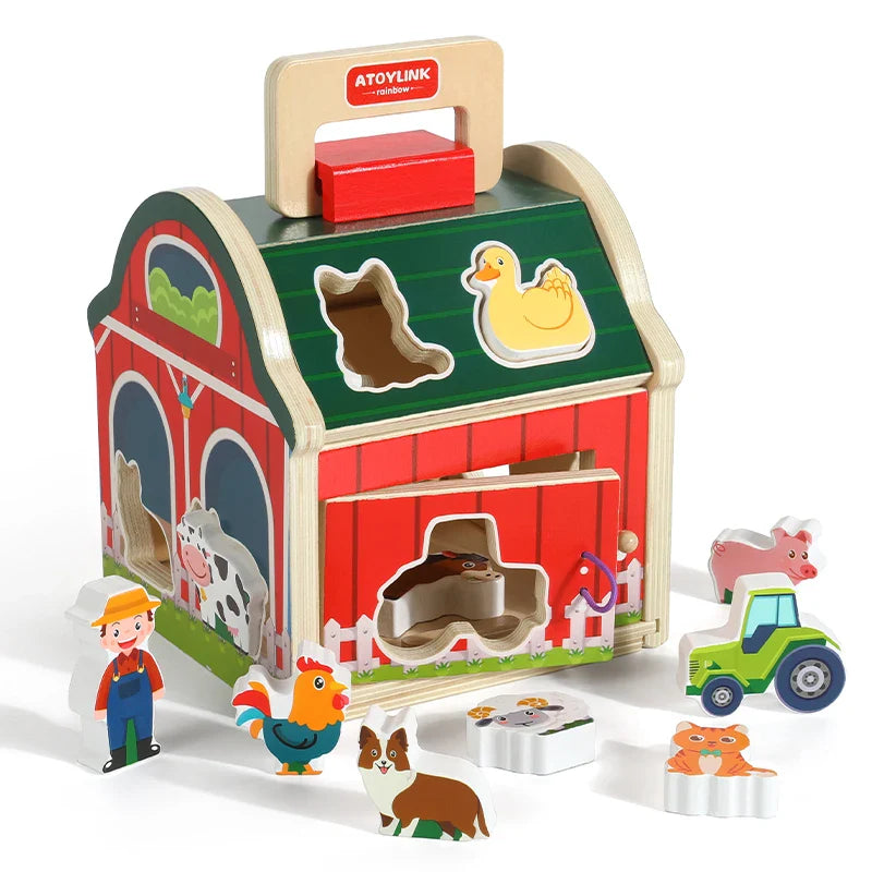 Farm Sort – Coloriage et modelage amusants - Jeu de tri de la ferme en bois