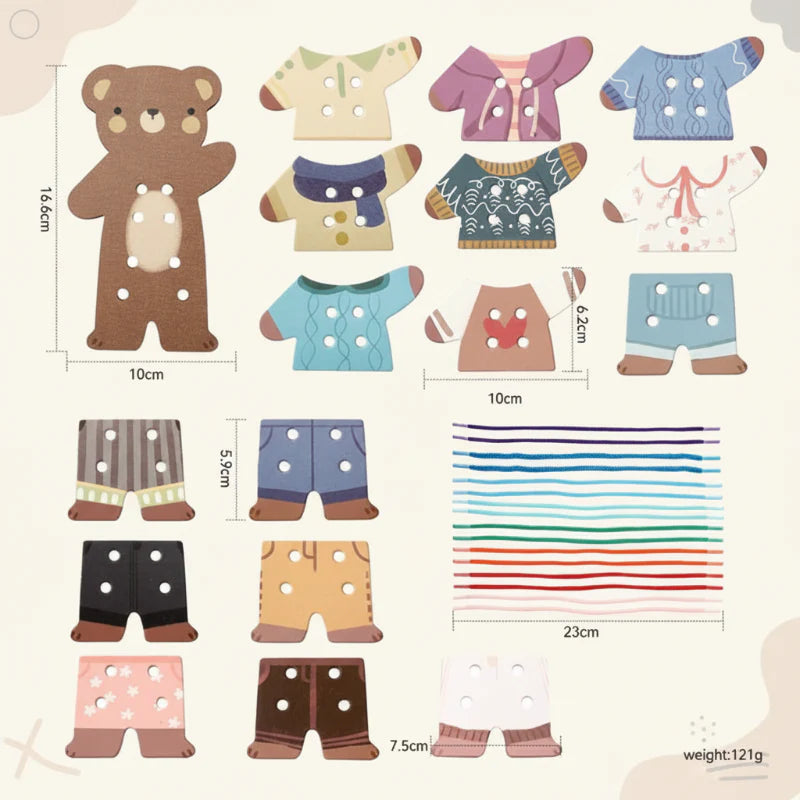 ThreadBear – Adorable et éducatif – Jouet à enfiler Montessori Ours