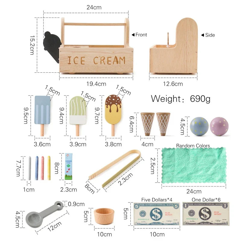 Woods™ - Petits Maîtres Glaciers - Set de Jouets en Bois pour Glaces