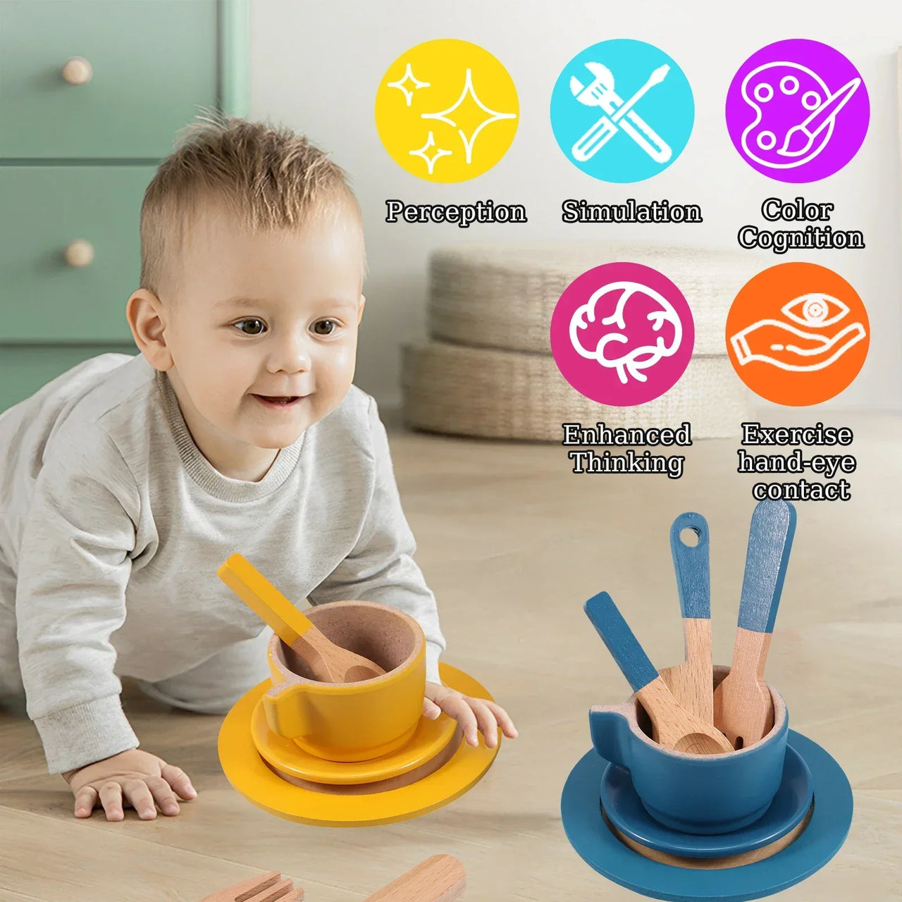 Woods™ - Créatif et éducatif - Jeu de cuisine en bois pour enfants