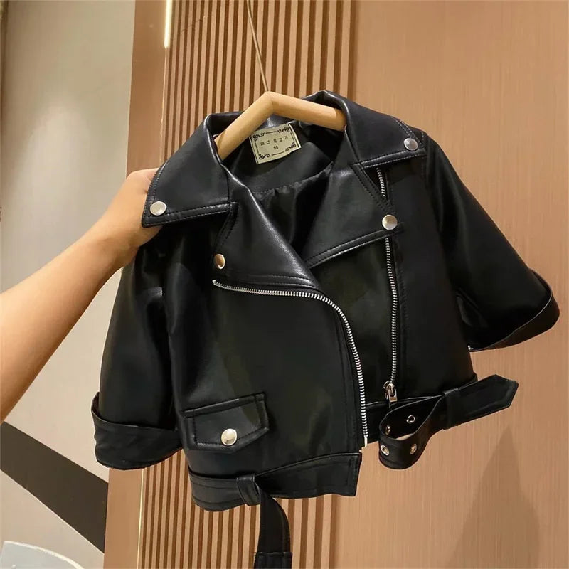 Girls Leather Jacket – Tendance et élégant – Veste en cuir pour enfant