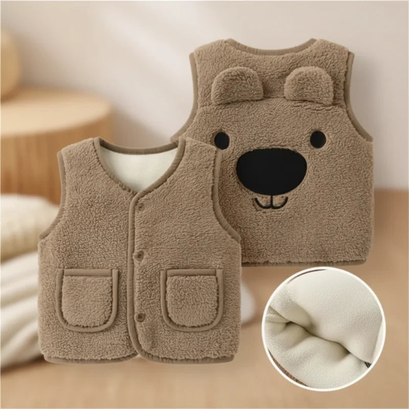 Baby Bear Fleece Vest – Chaud et doux – Gilet « Kinder Beer »