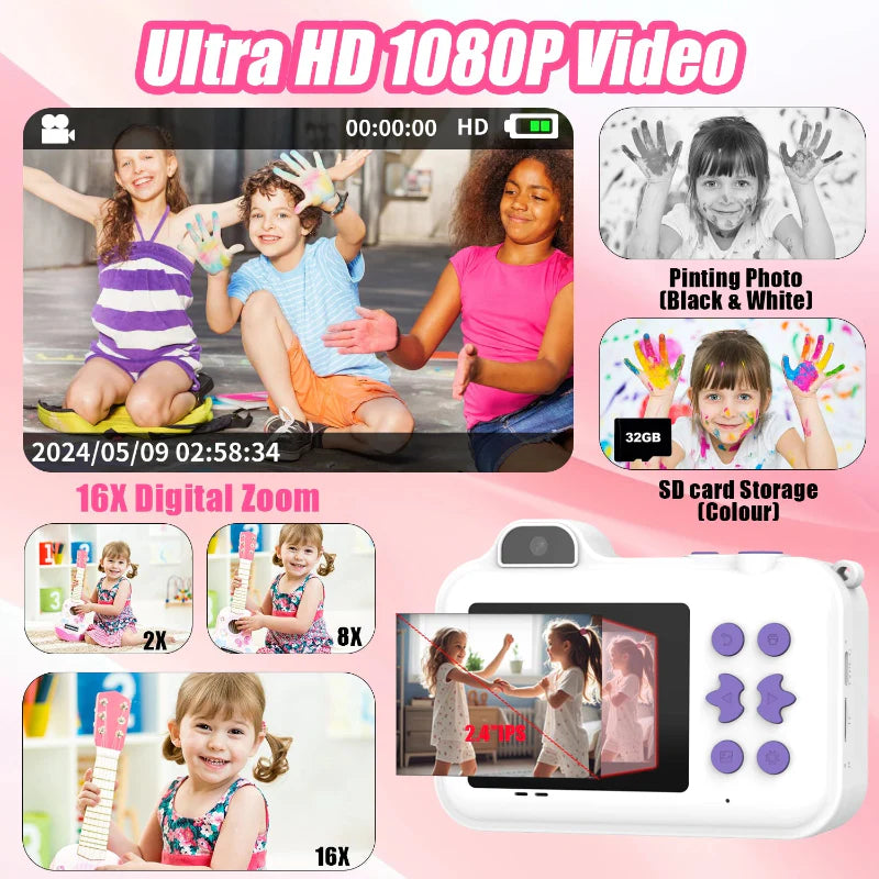 Instant Print Camera – Créatif et interactif – Appareil photo instantané pour enfants