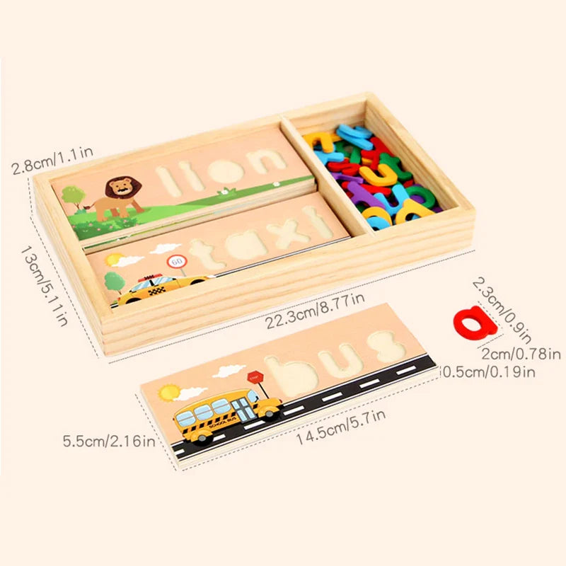 AlphaPuzzle – Apprendre des mots anglais – Puzzle d'orthographe en bois