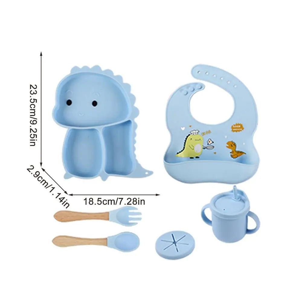 Dino Tablewear Set™ - Set de 7 pièces - Vaisselle en silicone pour enfants