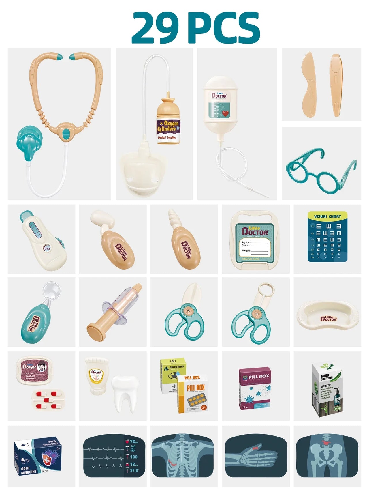 Mini Medic - Prudence et intelligence - Set de jouets pour le chariot du docteur
