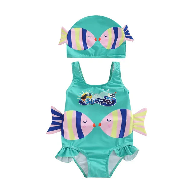 Mini Fashion™ - Imprimé Poissons Amusant - Maillot de bain fille