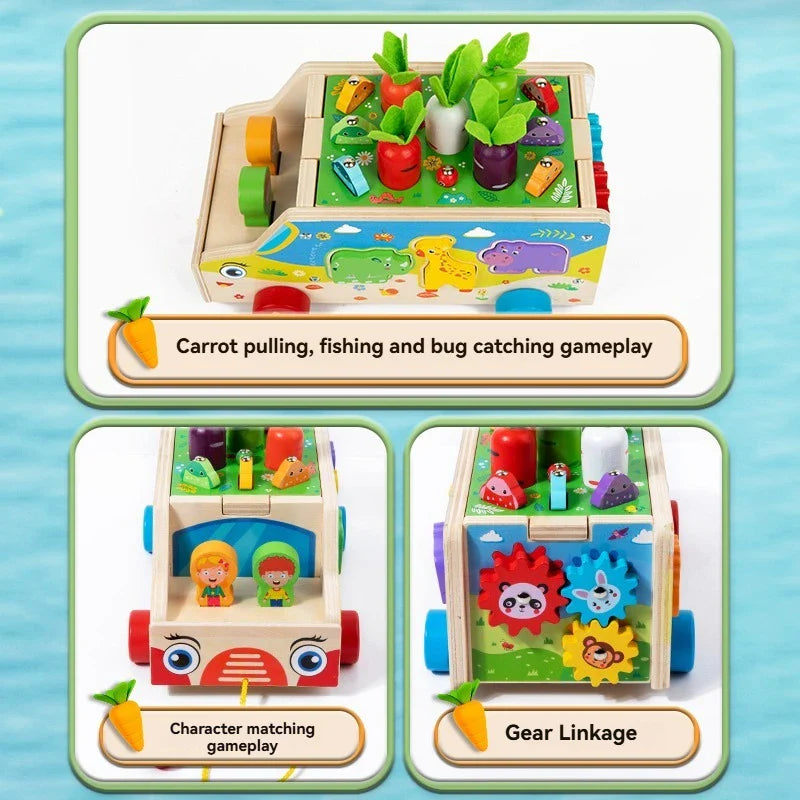 Montessori Animal Matching Toy – Éducatif et interactif – Puzzle « Voiture à jouets »