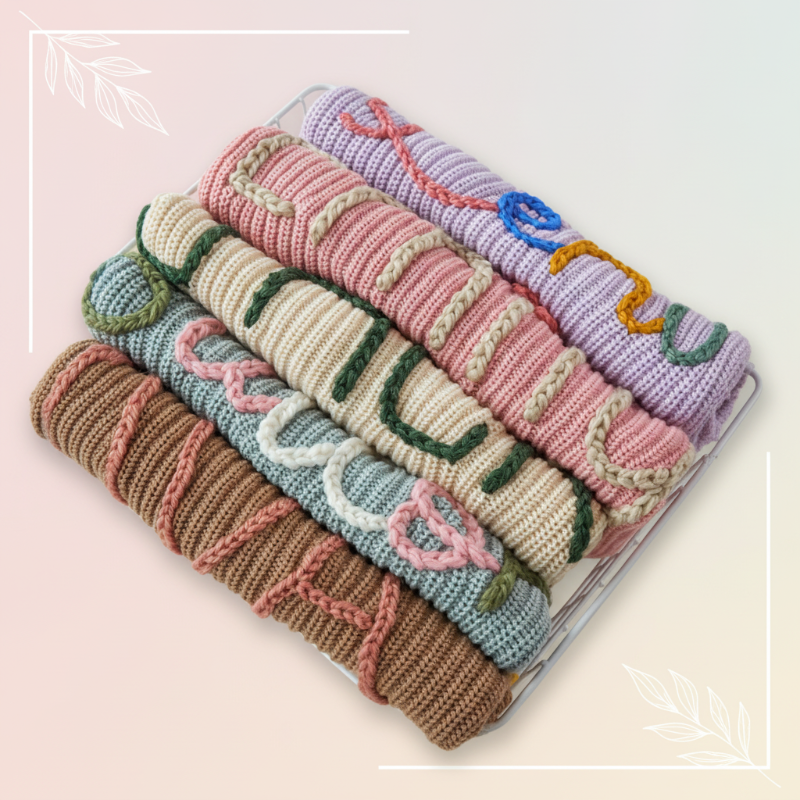 TinyStitch – Pull tricoté personnalisé avec prénom pour enfants
