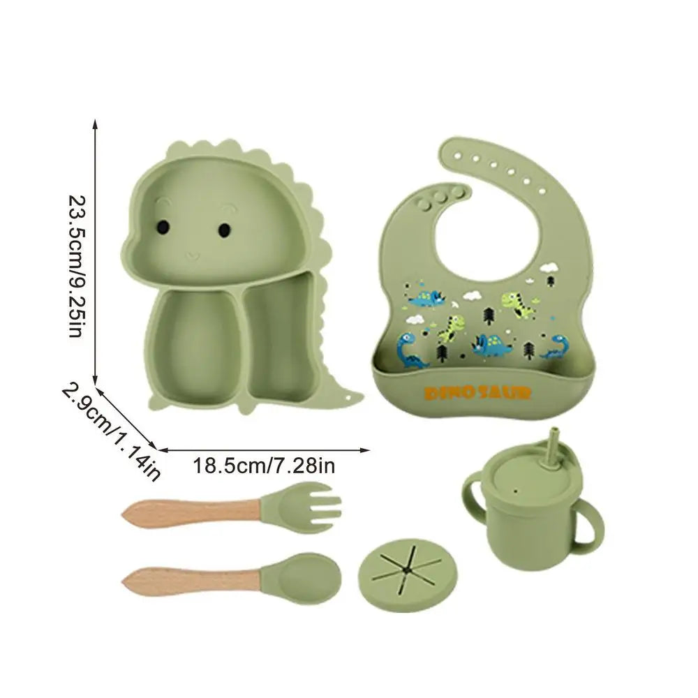 Dino Tablewear Set™ - Set de 7 pièces - Vaisselle en silicone pour enfants