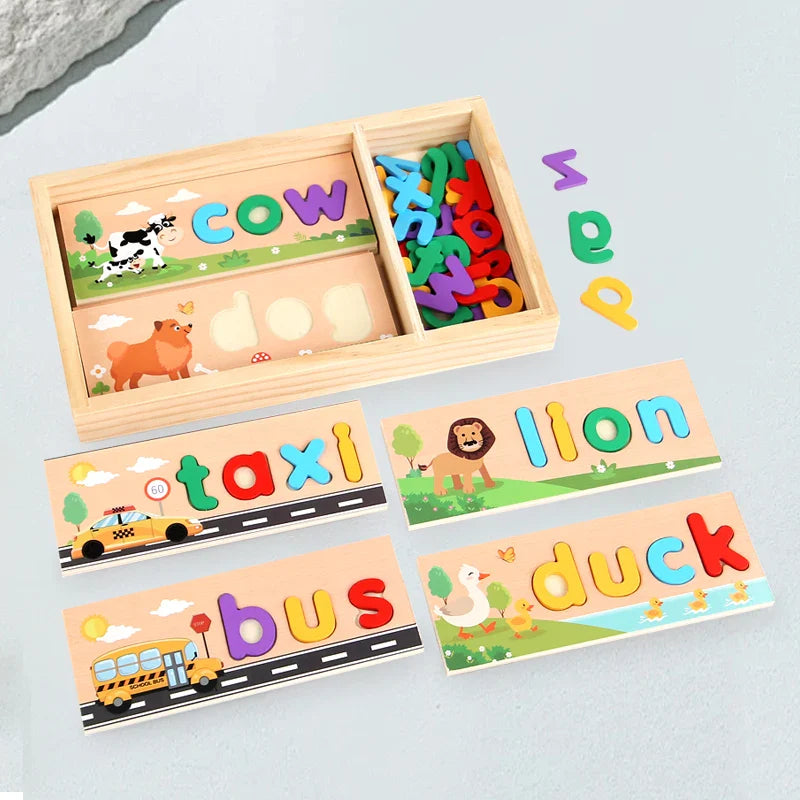 AlphaPuzzle – Apprendre des mots anglais – Puzzle d'orthographe en bois