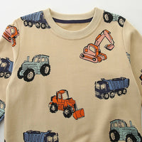 Thumbnail for TruckTales – Doux et chaud - Pull avec des véhicules de construction colorés
