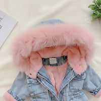 Thumbnail for FurDream – Denim Look – Manteau d'hiver avec capuche