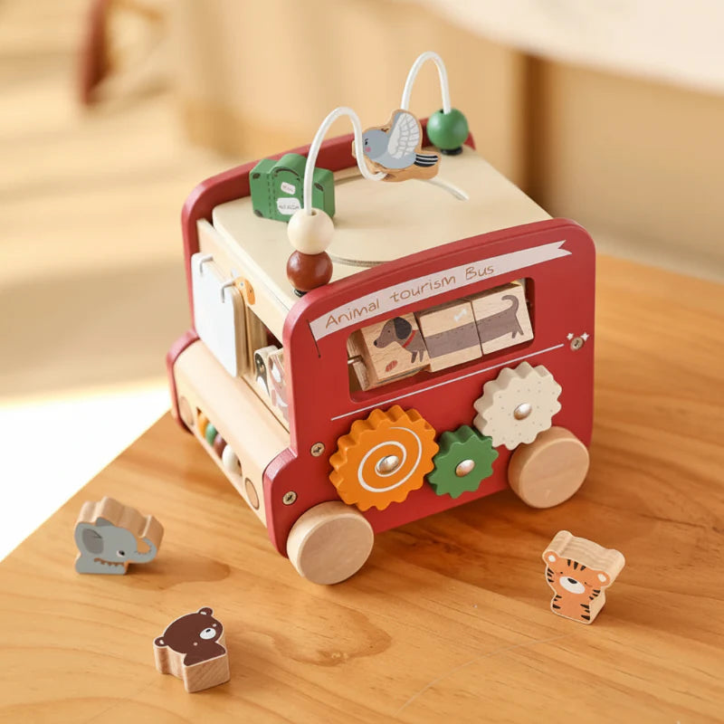BusyRide – Éducatif et polyvalent – Bus d'activités Montessori en bois