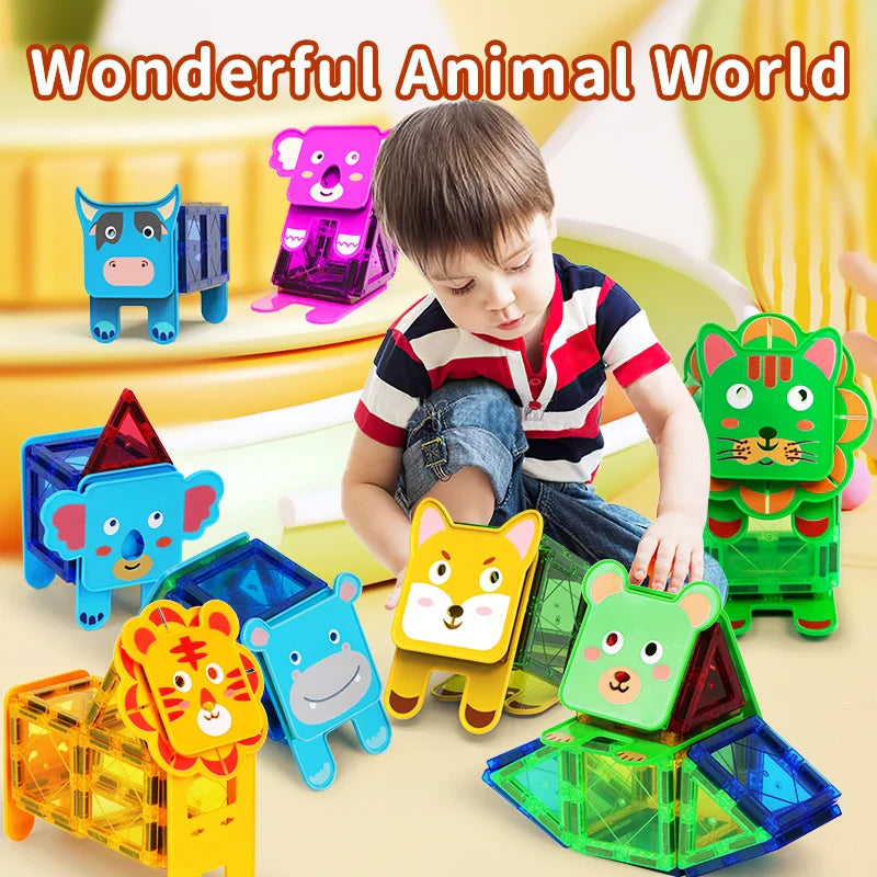 Animal Magnetic Building Blocks™ - Constructions magnétiques - Tuiles magnétiques pour animaux