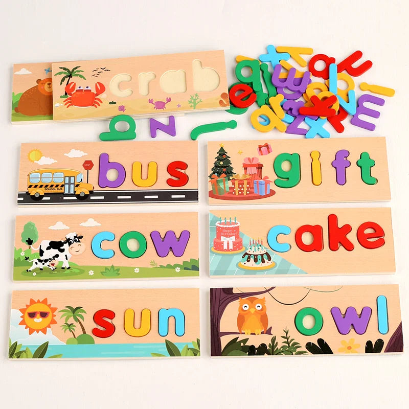 AlphaPuzzle – Apprendre des mots anglais – Puzzle d'orthographe en bois
