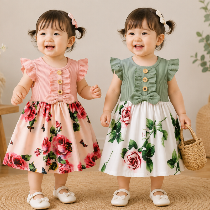 Garden Dress – Été & Fraîcheur – Robe à fleurs pour filles