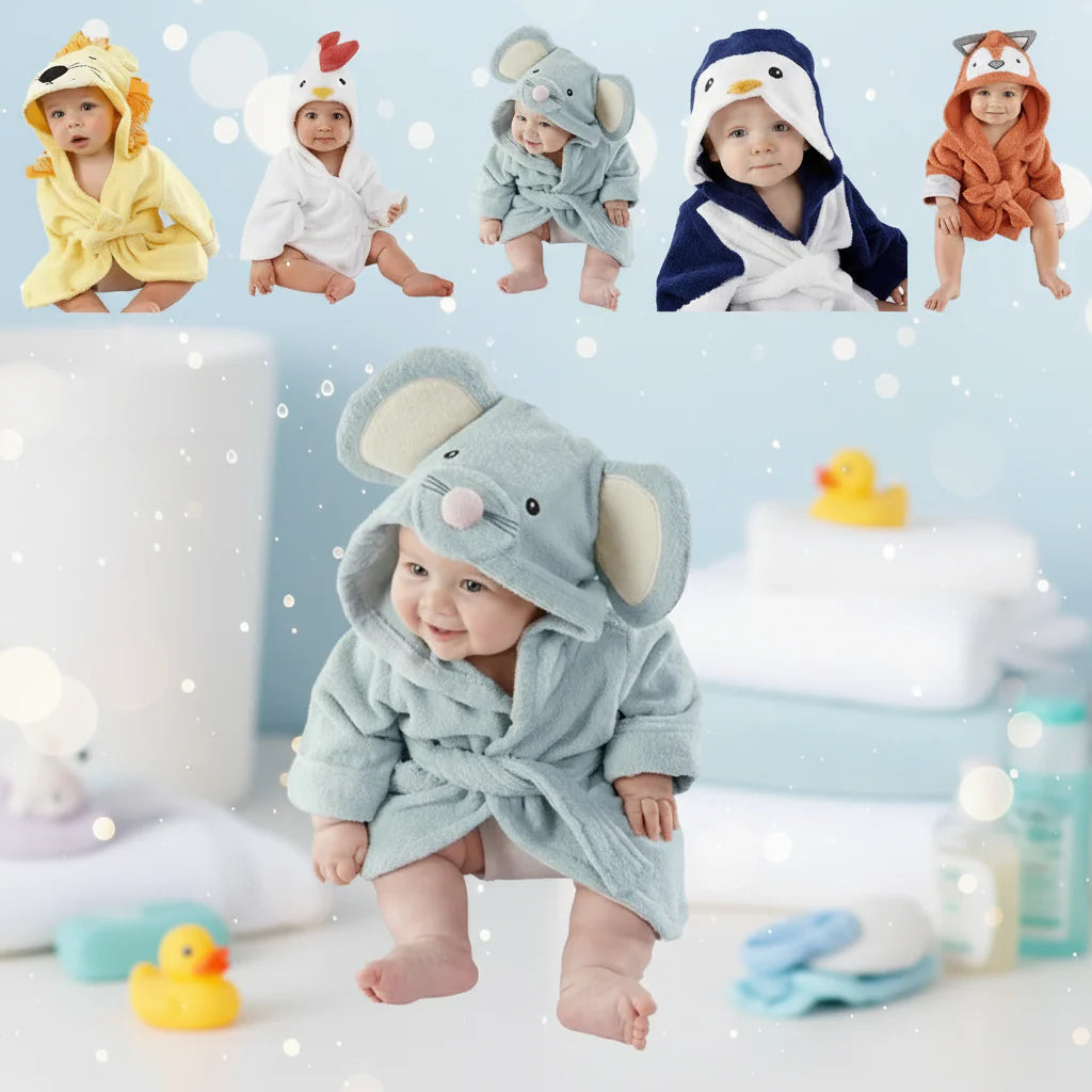 CozyNest – Doux et absorbant – Peignoir avec motif animalier